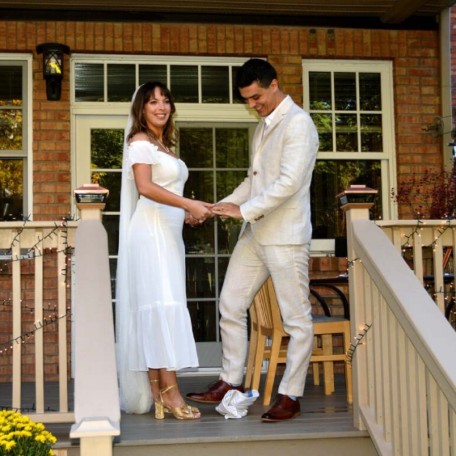 Jewish wedding breaking glass