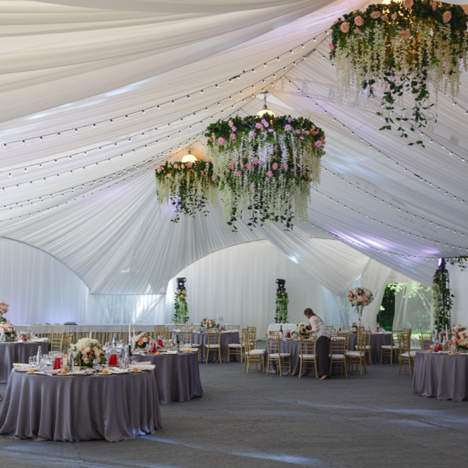 tent wedding flowers